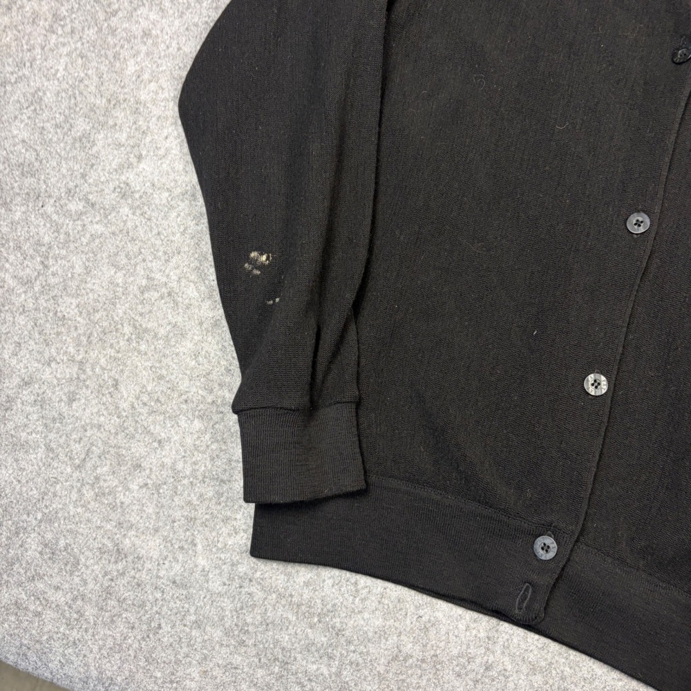 PAT Mens Black V-Neck Cardigan Sweater Yellow Rhino Logo Size 105 - Picture 2 of 6